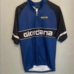 Retro Vintage Sport Activewear Giordana Blue Black Men Cycling Jersey SZ Medium